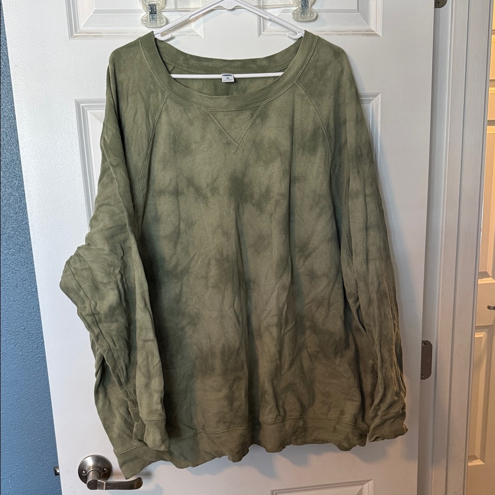 Old Navy Olive Green Tie-Dye Crewneck Sweatshirt